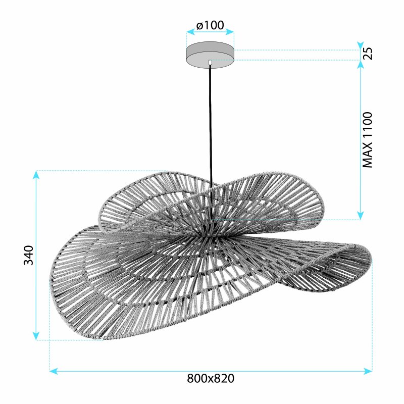 CEILING LAMP CHANDELIER TOOLIGHT BOHO APP1738-1CP 80CM