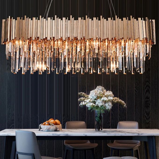 Pendant Lamp TOOLIGHT 312355 Cristal Gold 6-light points E14 60x30x38-138cm