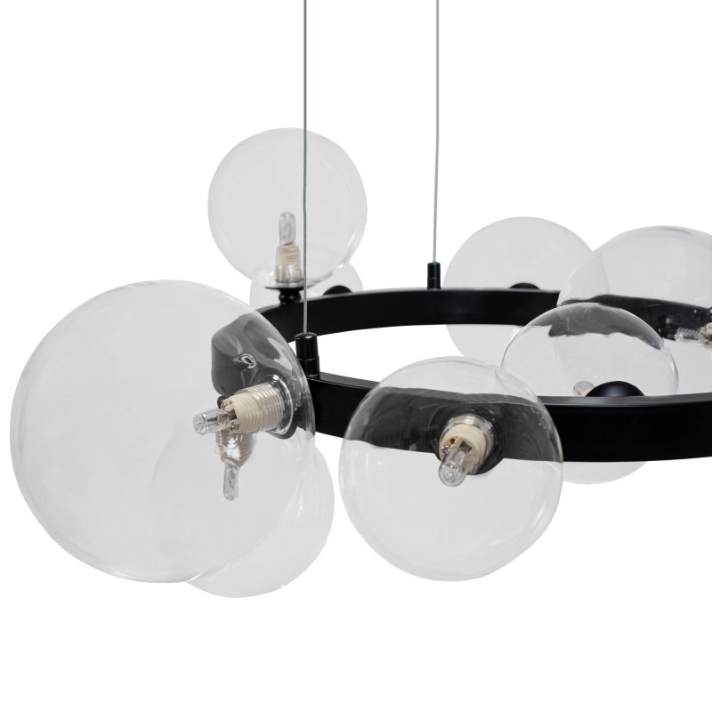 Pendant Lamp TOOLIGHT APP1159-10CP Black Metal Glass Balls G9 10-light points