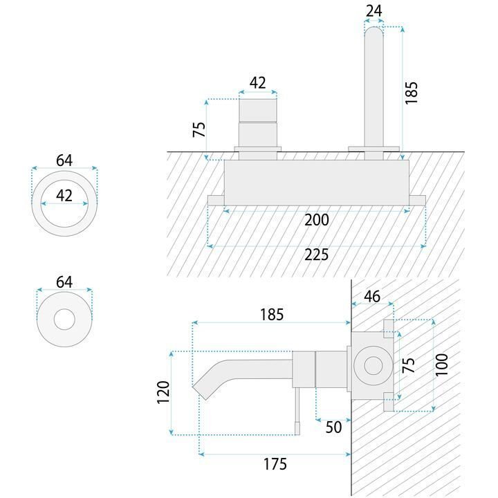 Wall Mounted Basin Faucet Rea Venti Gold