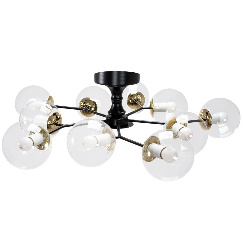 Chandelier Toolight APP1136-10C Black Gold Glass Balls E27 10-light points