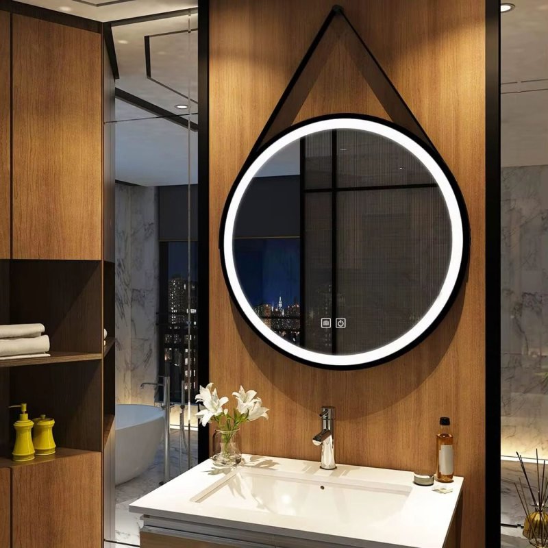 MIRROR REA LED 104 70X70CM BLACK