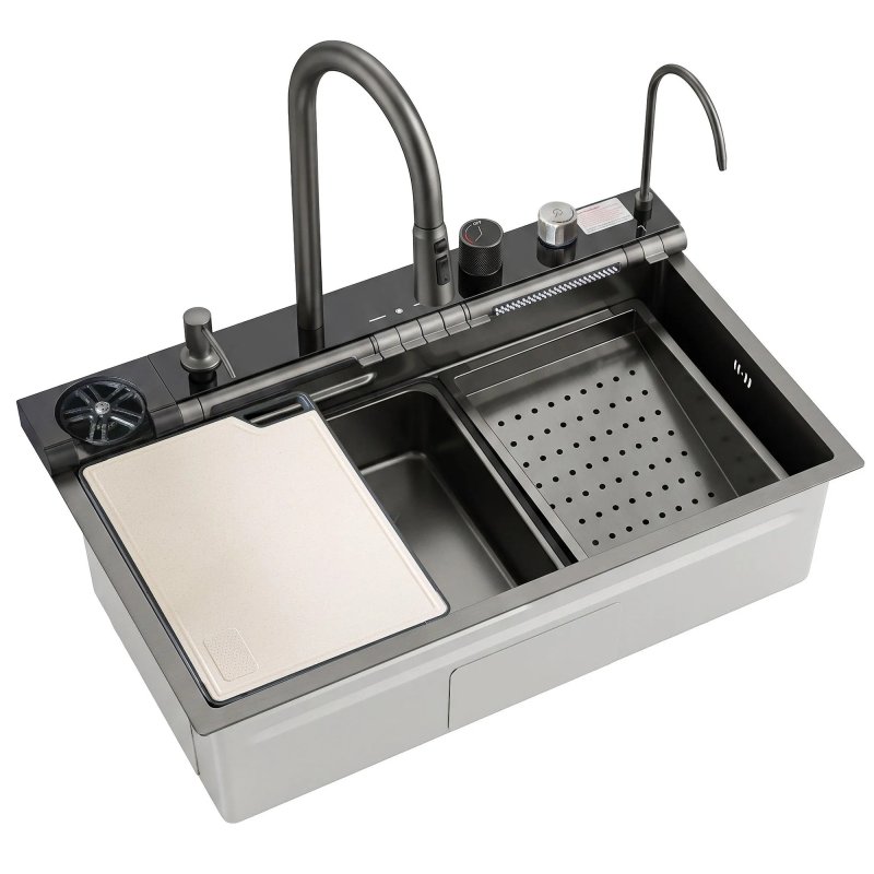 Multifunctional Steel Sink Rea Alonzo 10W1 Black