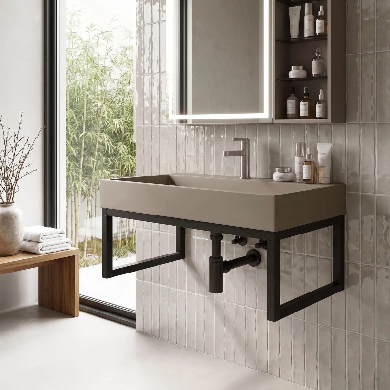 Rea Conglomerate Washbasin Goya Beige 70X46X14Cm