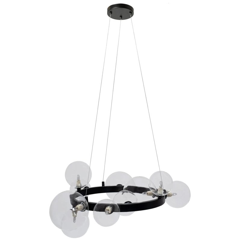 Pendant Lamp TOOLIGHT APP1159-10CP Black Metal Glass Balls G9 10-light points