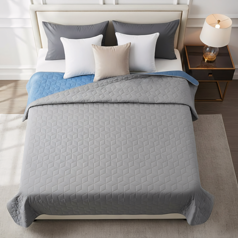 bedspread quilted Diamante L.Grey / Blue
