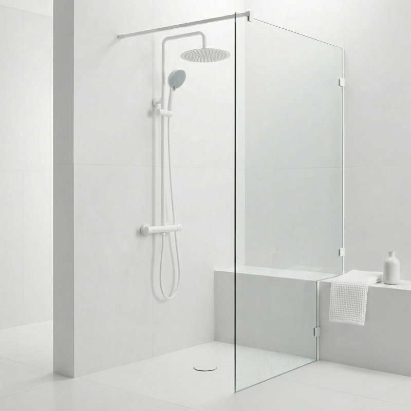 Shower Set Without Spout With Thermostat Rea Lungo White