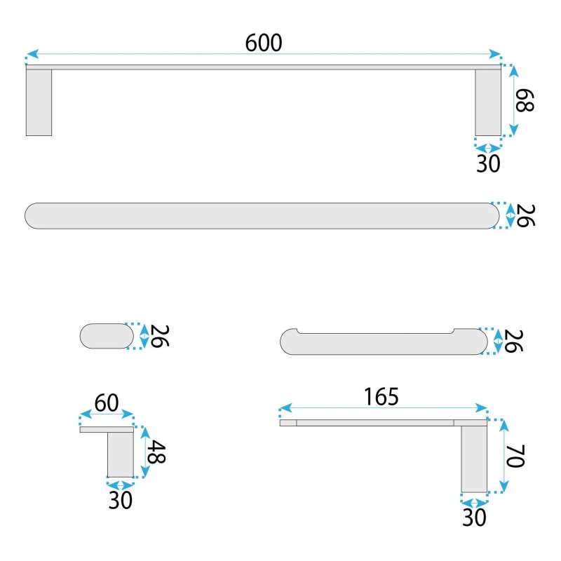 Set Of Bathroom Hangers Rea Mati Brush Nickel