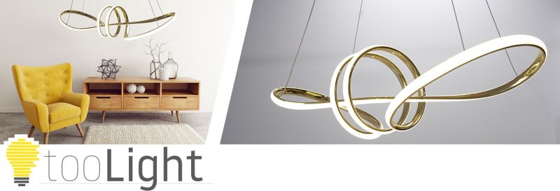 Pendant LED Lamp TOOLIGHT APP824-CP Modern Gold + remote control 1-light point 70 W 73x25cm