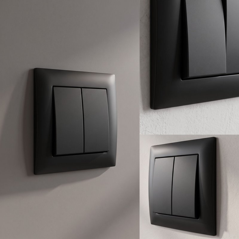 Toolight Double Switch With Frame Oste Jnh007-w Black