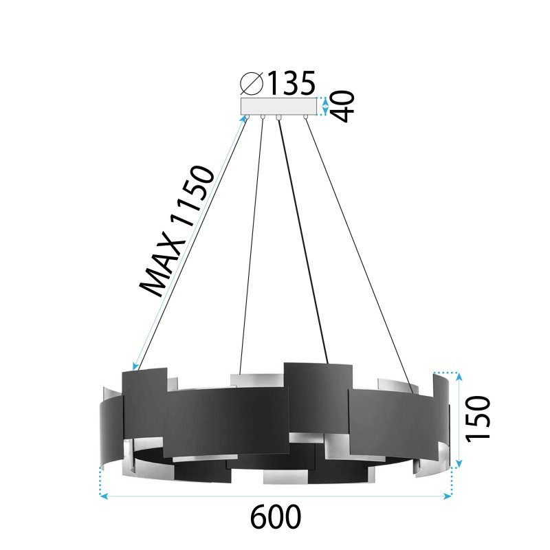 CEILING LAMP CHANDELIER TOOLIGHT APP1561-6CP BLACK