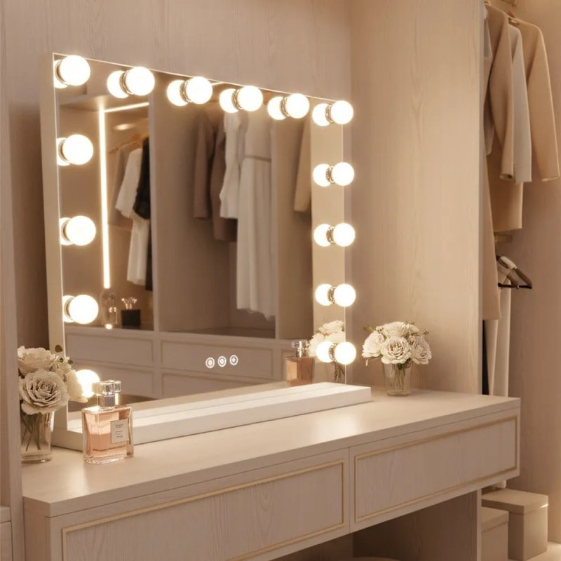 MIRROR REA HOLLYWOOD WHTE 58X45 LED