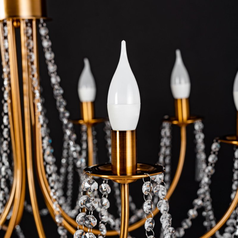 Chandelier Toolight APP766-8CP Crystal Gold Candles 8-light points E14 75x75x48,5-118,5cm