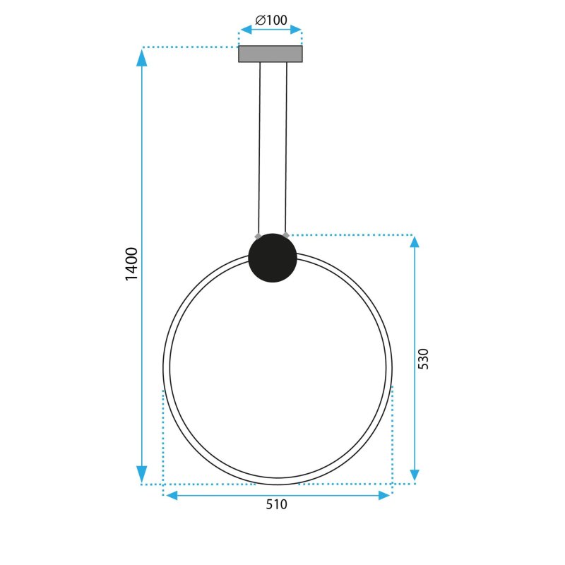 Pendant LED Lamp TOOLIGHT APP1398-CP Black 50cm