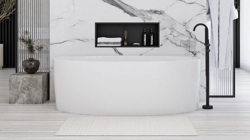 Built-in Stainless Steel Bathroom Shelf 30X60 Black Matt