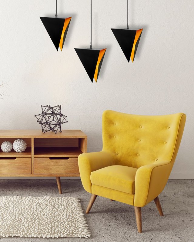 Pendant Lamp TOOLIGHT APP253-1CP Geometric Triangle Black 1-light point E27 17,5x17,5x25cm