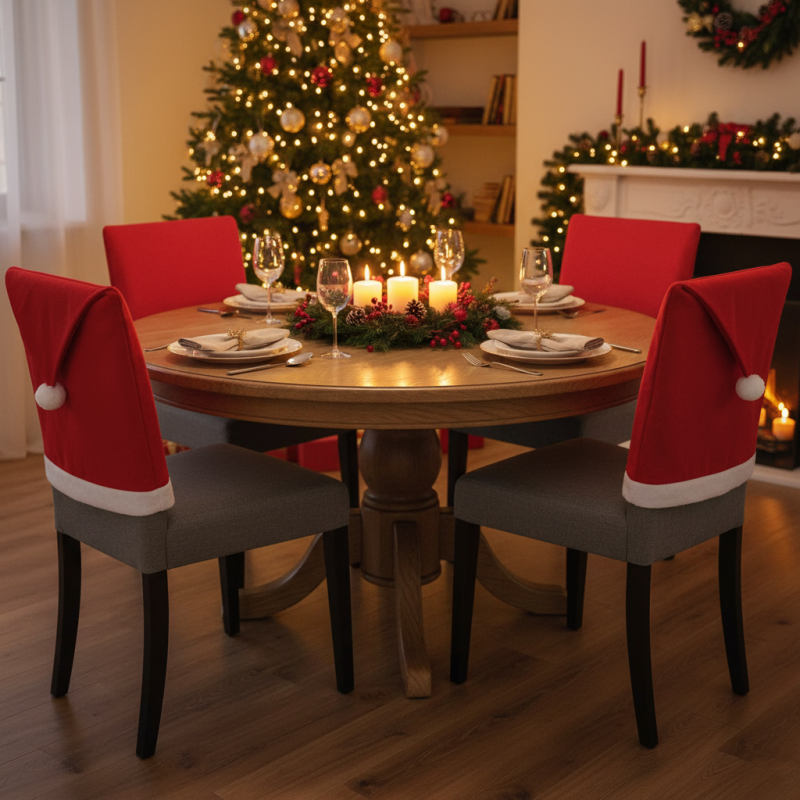 Christmas Chair Cover 6 pcs Santa's Hat