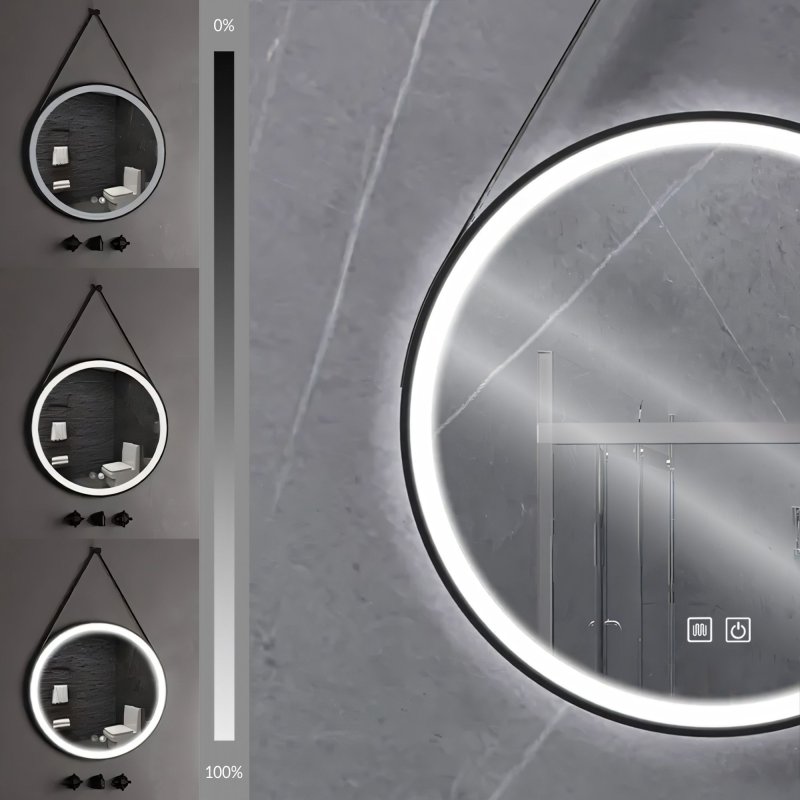 MIRROR REA LED 104 70X70CM BLACK