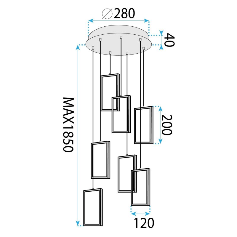 PENDANT CEILING LAMP TOOLIGHT LHJ089-7CP BLACK WHITE