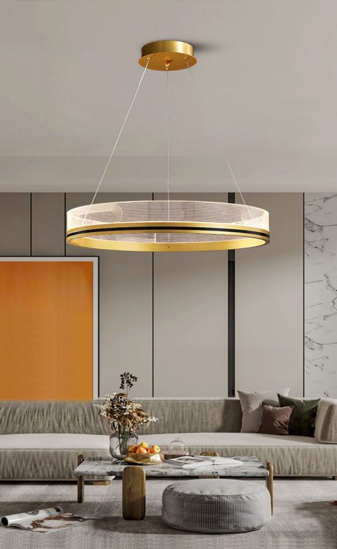 Pendant LED Lamp TOOLIGHT APP1190-CP 60cm Gold Metal Plastic