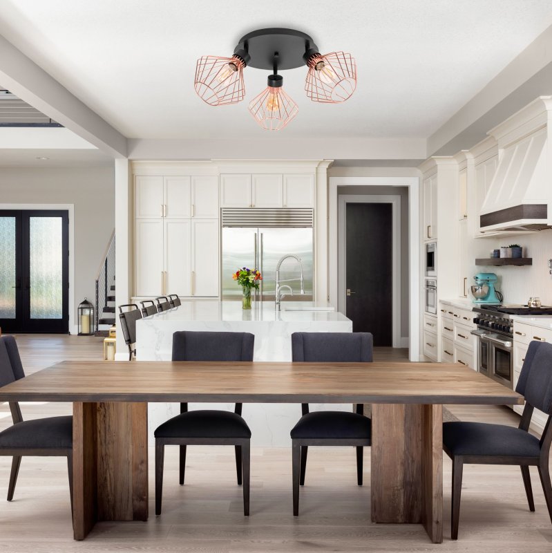 Ceiling Lamp Chandelier TOOLIGHT APP536-3C Loft Black Rose-Gold 3-light points E27 19x20x28Cm