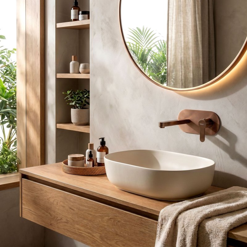 Concealed Washbasin Tap Rea Arcos Brush Copper