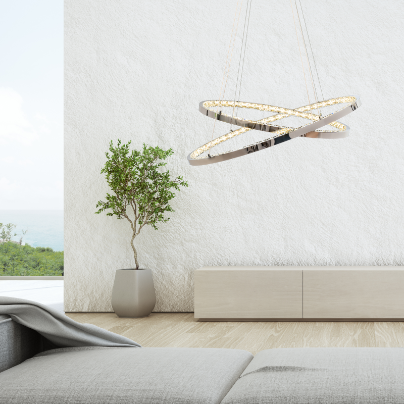 Pendant LED Lamp TOOLIGHT APP771-3CP Cristal + remote control 2-light points 70x70x50-100cm