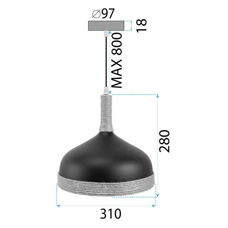 CEILING LAMP CHANDELIER TOOLIGHT APP1421-1CP BLACK