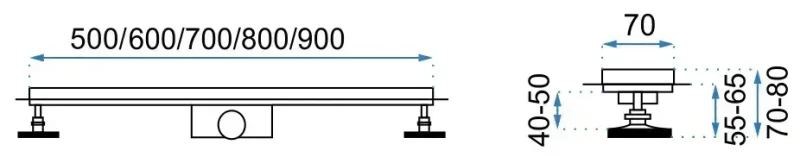 Linear drainage REA Greek Pro Mirror Gold 70