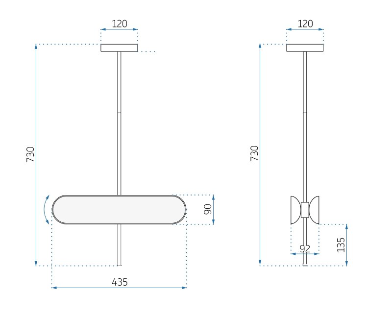 Pendant LED Lamp TOOLIGHT APP832-CP Gold 2-light points 24W 9,2x43,5x70cm