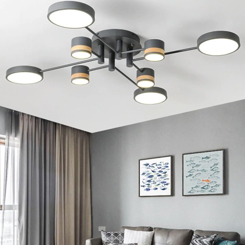 Ceiling LED Lamp Chandelier TOOLIGHT APP528-8C Grey + Remote Control 8-light points 79x79x11Cm