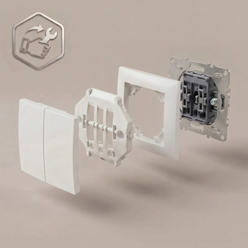 Toolight Double Switch With Frame Oste Jnh007-w White