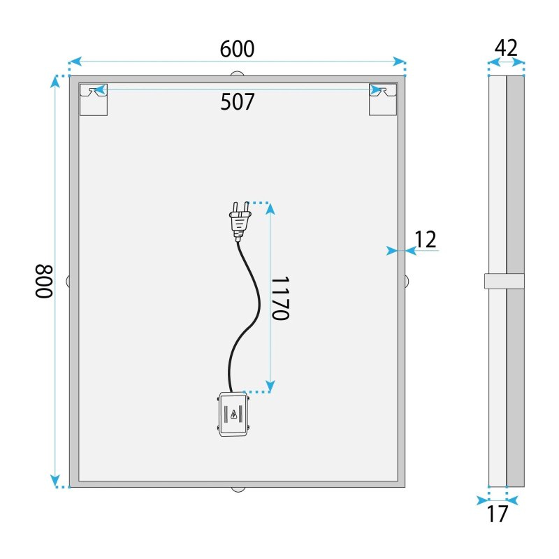 MIRROR REA LED BL808 60CM GOLD