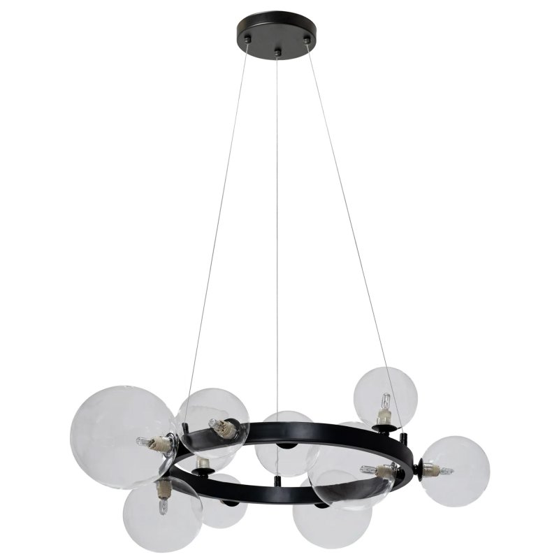 Pendant Lamp TOOLIGHT APP1159-10CP Black Metal Glass Balls G9 10-light points