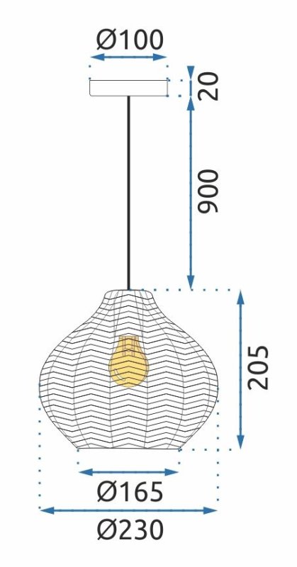 Pendant Lamp TOOLIGHT APP893-1CP Retro Glass Round 1-light point E27 23x23x20,5-110,5cm