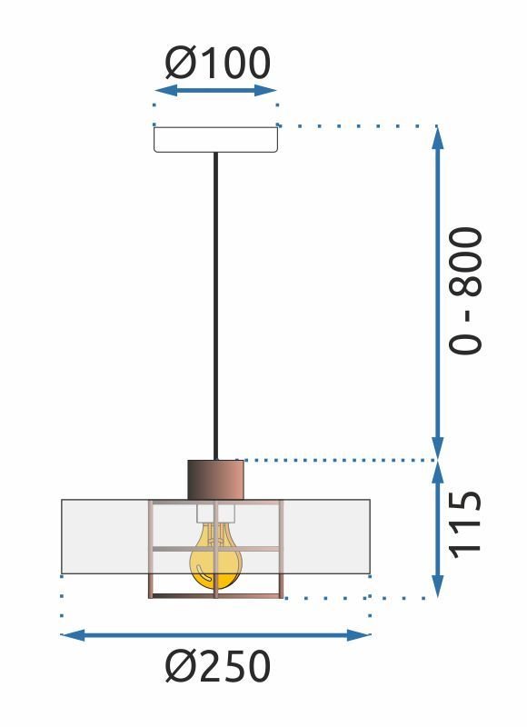 Pendant Lamp TOOLIGHT APP1246-1CP Black Metal E27 1-light point