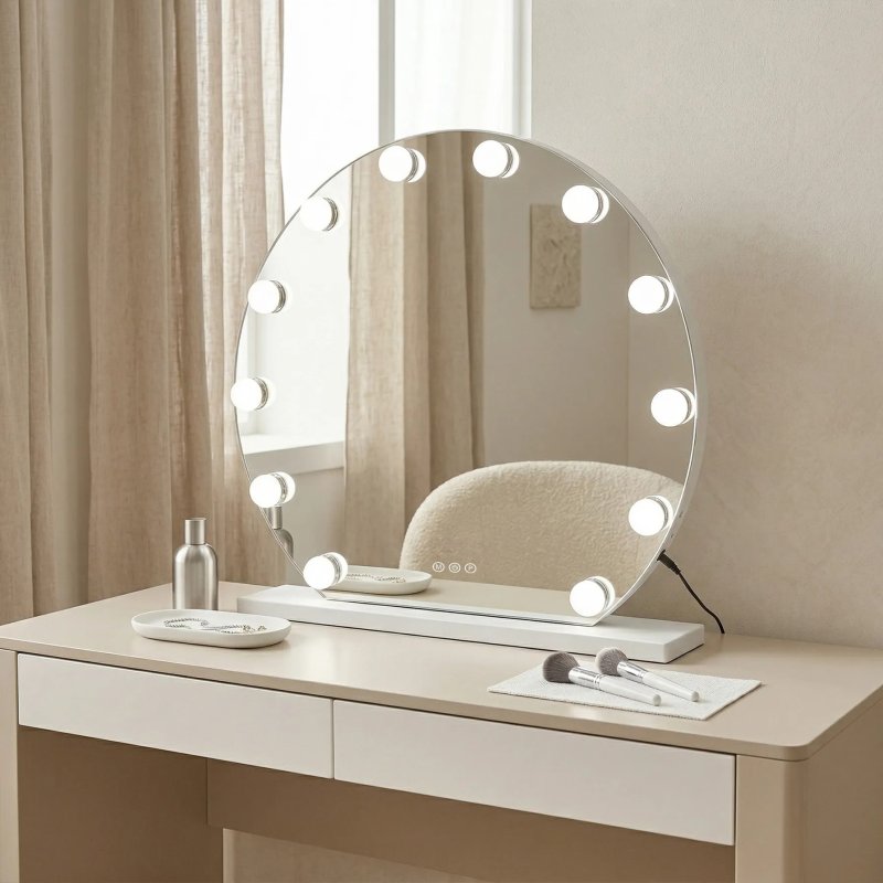 MIRROR REA HOLLYWOOD WHITE 50CM LED