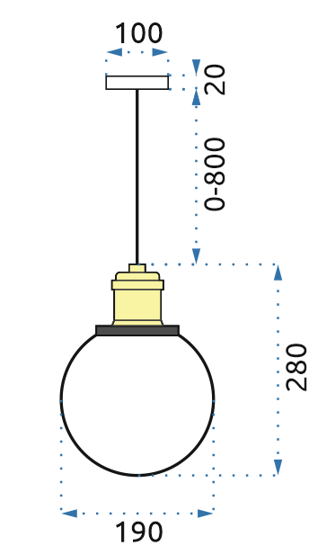 Pendant Lamp TOOLIGHT APP044-1CP GreenO B Black Metal Glass Ball E27