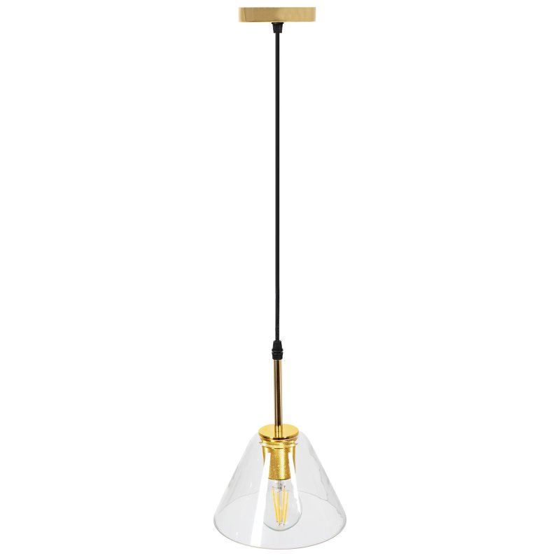 Pendant Lamp TOOLIGHT APP1179 Metal - Glass Gold E27 1-light point