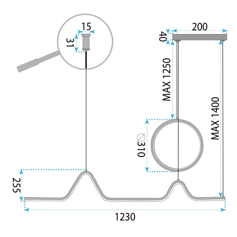 LED PENDANT LAMP TOOLIGHT HJ022-CP  20 GOLD