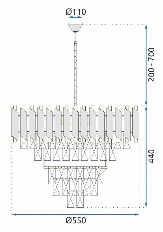 Chandelier Toolight APP1058-CP Gold Black Crystal E14 9-light points