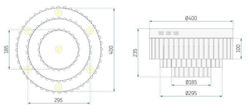 Ceiling Lamp Chandelier TOOLIGHT APP780-7C Cristal Round 7-light points E14 40x40x23,5Cm