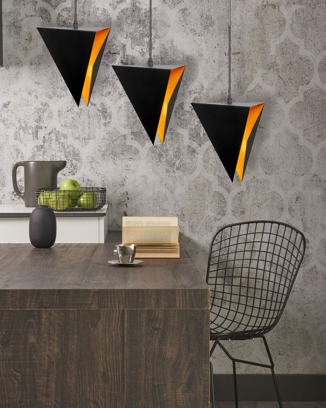 Pendant Lamp TOOLIGHT APP254-3CP Geometric Black Triple Triangles 3-light points E27 17,5x70x25cm