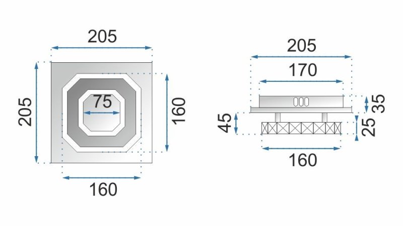 Ceiling LED Lamp Chandelier TOOLIGHT APP406-C Mirror Metal Cristal Square