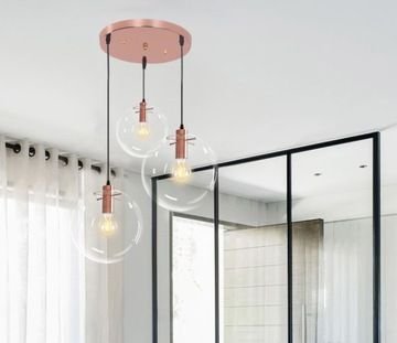 Pendant Lamp TOOLIGHT APP041-1CP LASSI Glass 3 Balls Rose-Gold 20-25-30cm E27