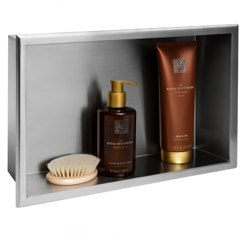 Built-in Stainless Steel Bathroom Shelf 30X45 Brushed Steel