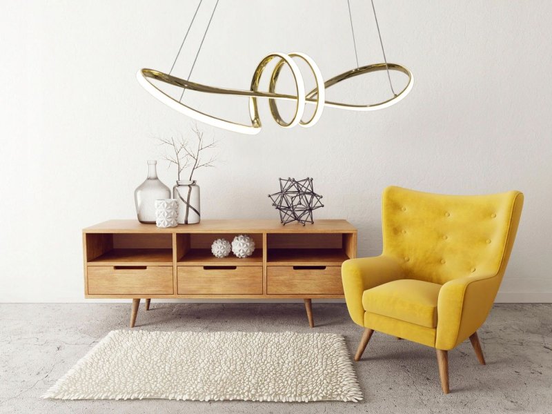 Pendant LED Lamp TOOLIGHT APP824-CP Modern Gold + remote control 1-light point 70 W 73x25cm