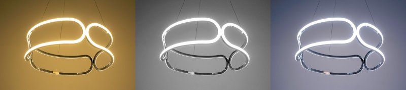 Pendant LED Lamp TOOLIGHT APP792-CP Chrome + remote control 3-light points 90 W 56x56x18-108cm