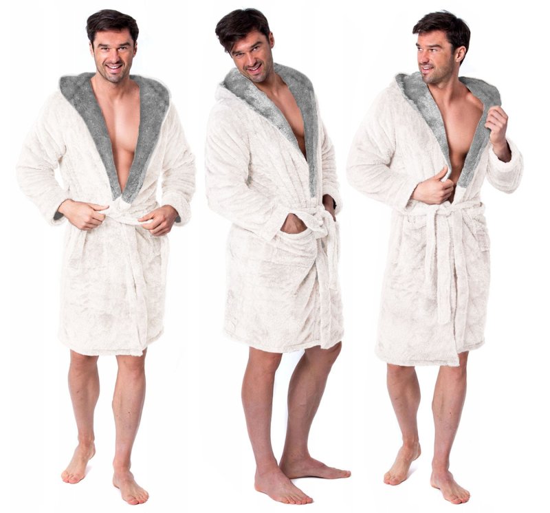 Bathrobe men Jordan Ecru Grey L