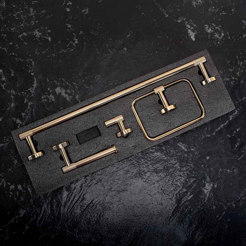 BATHROOM HOOK SET REA GRID GOLD 4 PIECES